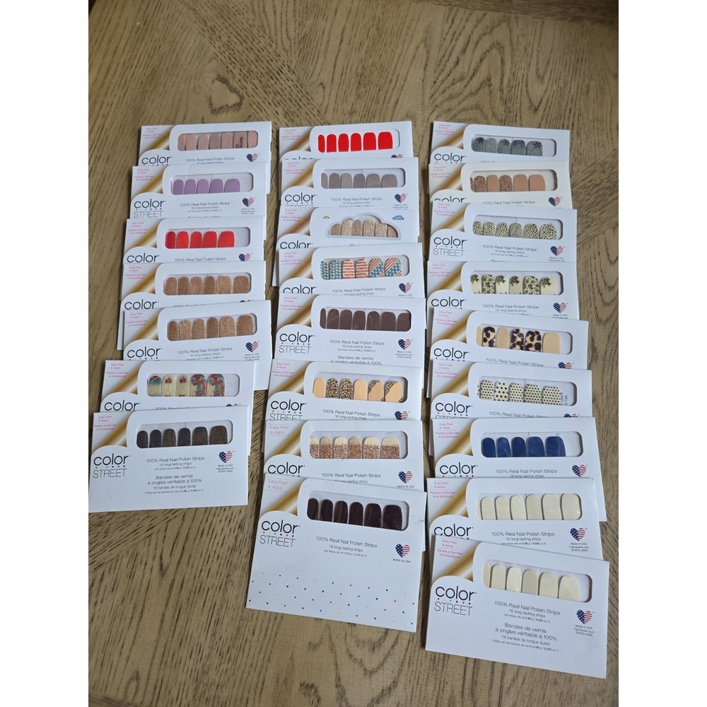 COLOR STREET NAIL STRIPS Lot Of 24 Nail Polish Strips Assorted Colors Designs